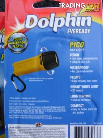 3x EVEREADY DOLPHIN PICO TOUGH WATERPROOF FLOATING LED KEY RING