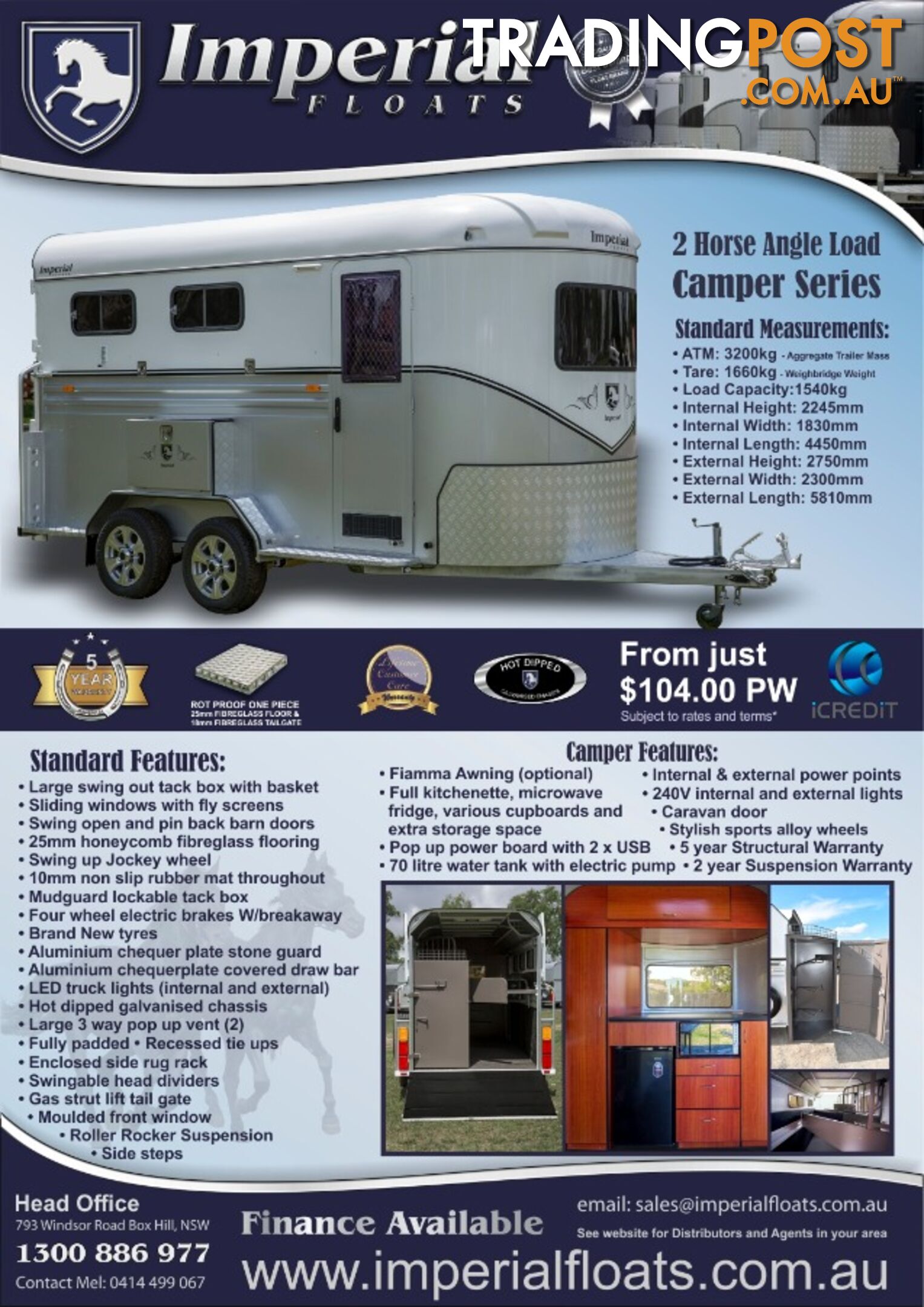 Imperial 2 Horse Angle Load Classic Camper