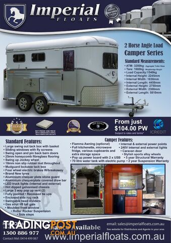 Imperial 2 Horse Angle Load Classic Camper