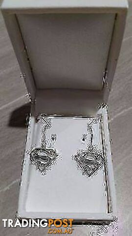 Superman Sterling Silver Hook Earrings