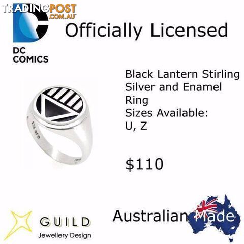 Black Lantern Sterling Silver and Enamel Ring