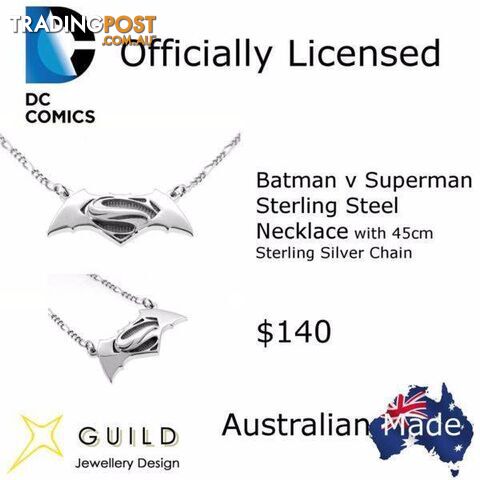 Batman Vs Superman Sterling Silver Necklace