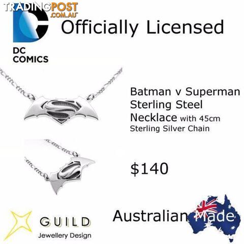 Batman Vs Superman Sterling Silver Necklace