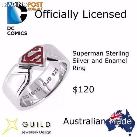 Superman Sterling Silver and Enamel Ring