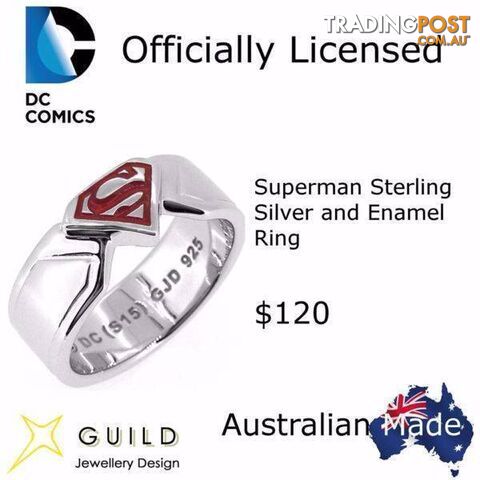 Superman Sterling Silver and Enamel Ring