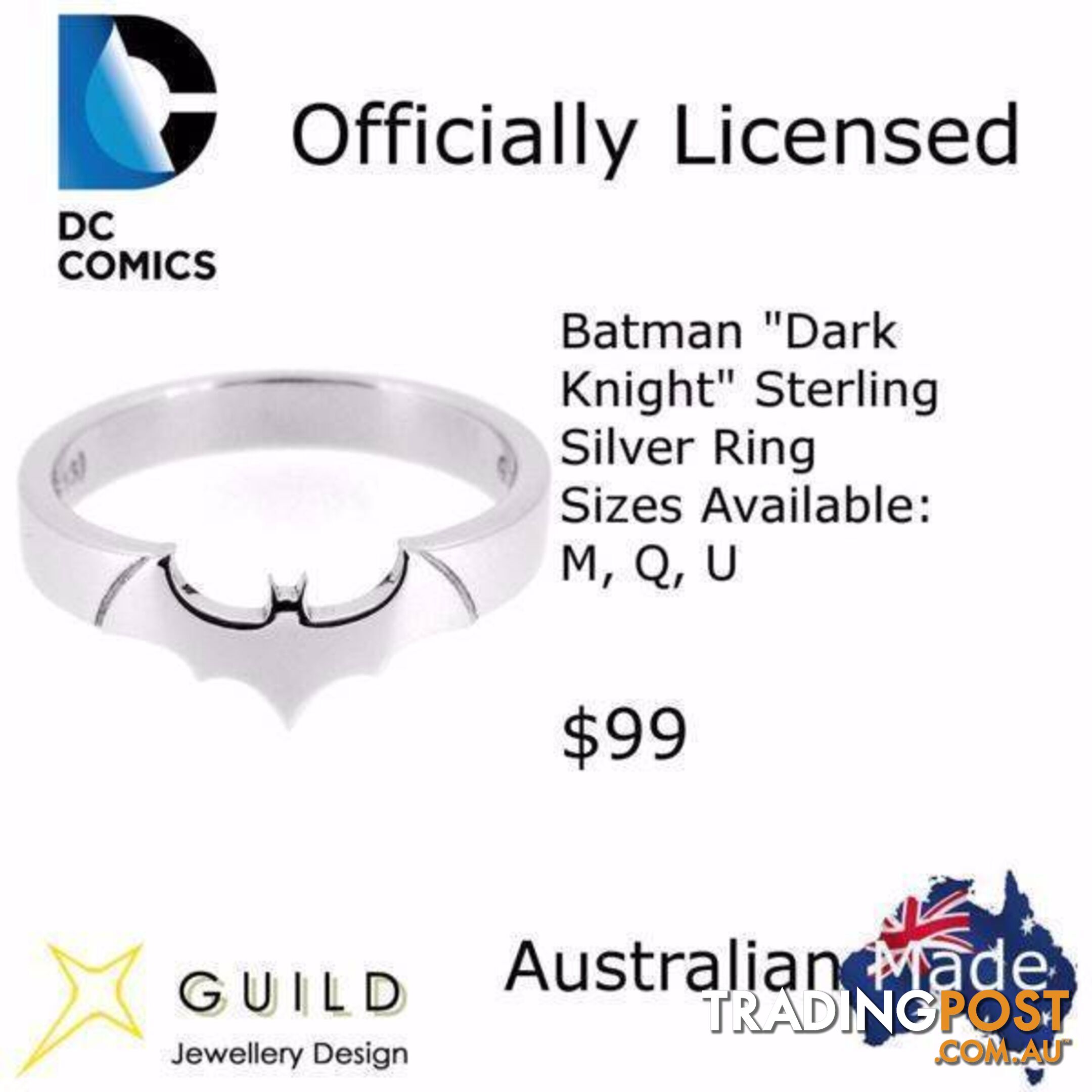 Batman Dark Knight Sterling Silver Ring