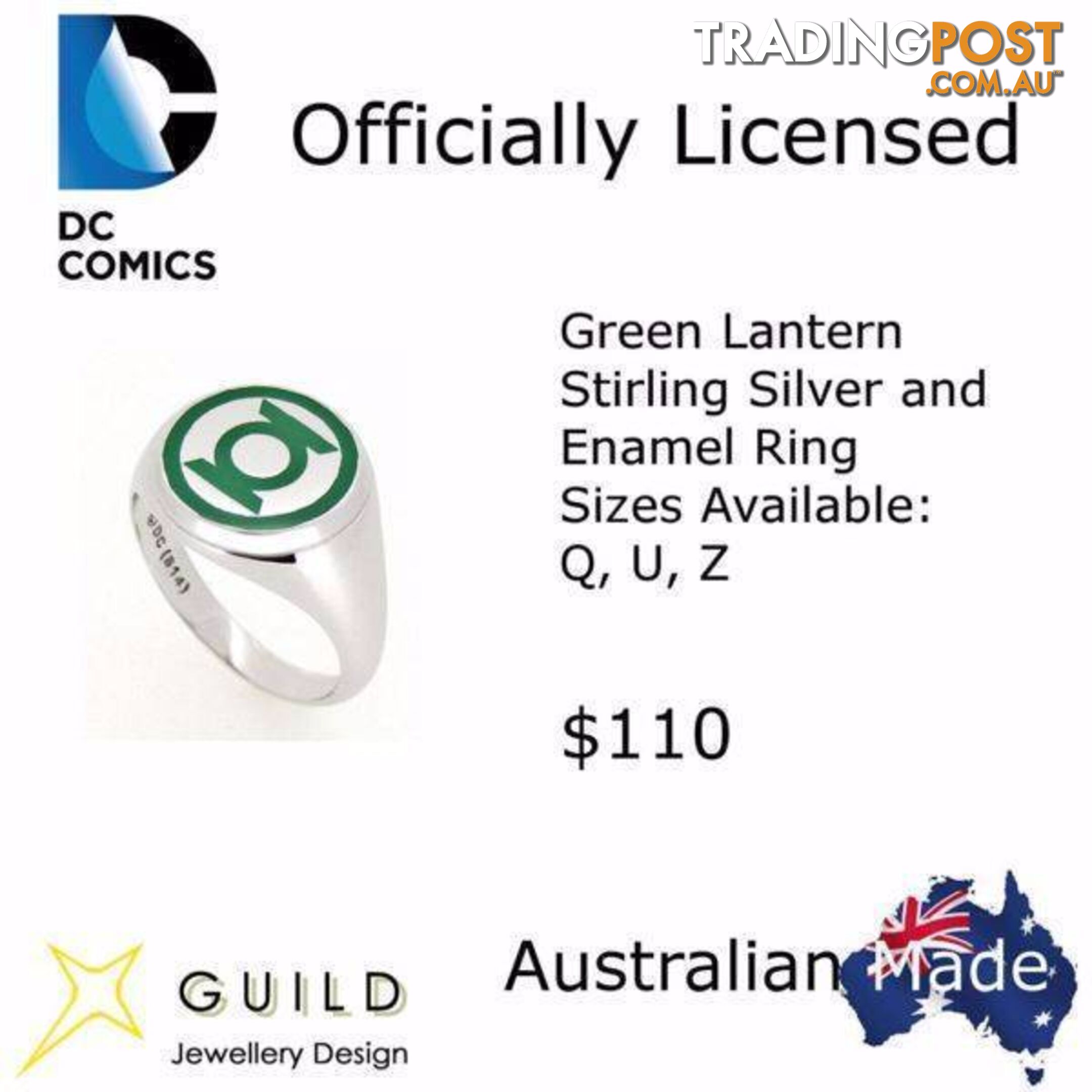 Green Lantern Sterling Silver Ring