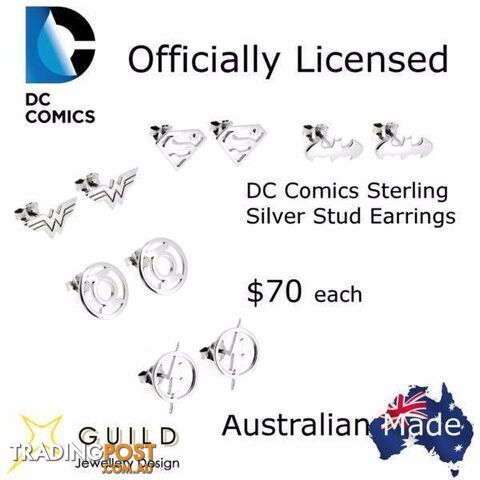Dc Comics Sterling Silver Stud Earrings