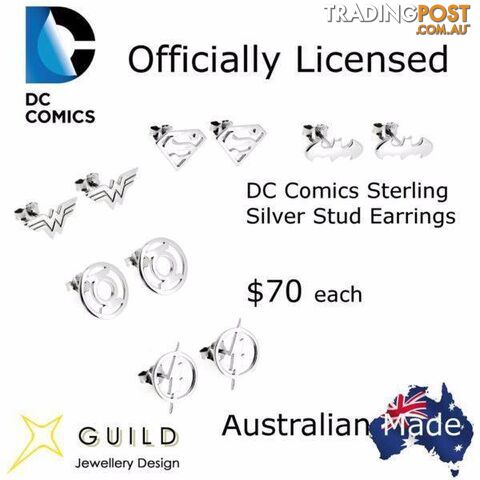 Dc Comics Sterling Silver Stud Earrings