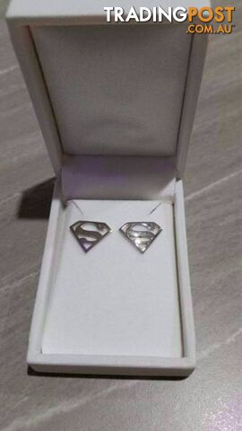 Superman 925 Sterling Silver Stud Earrings officially licenced