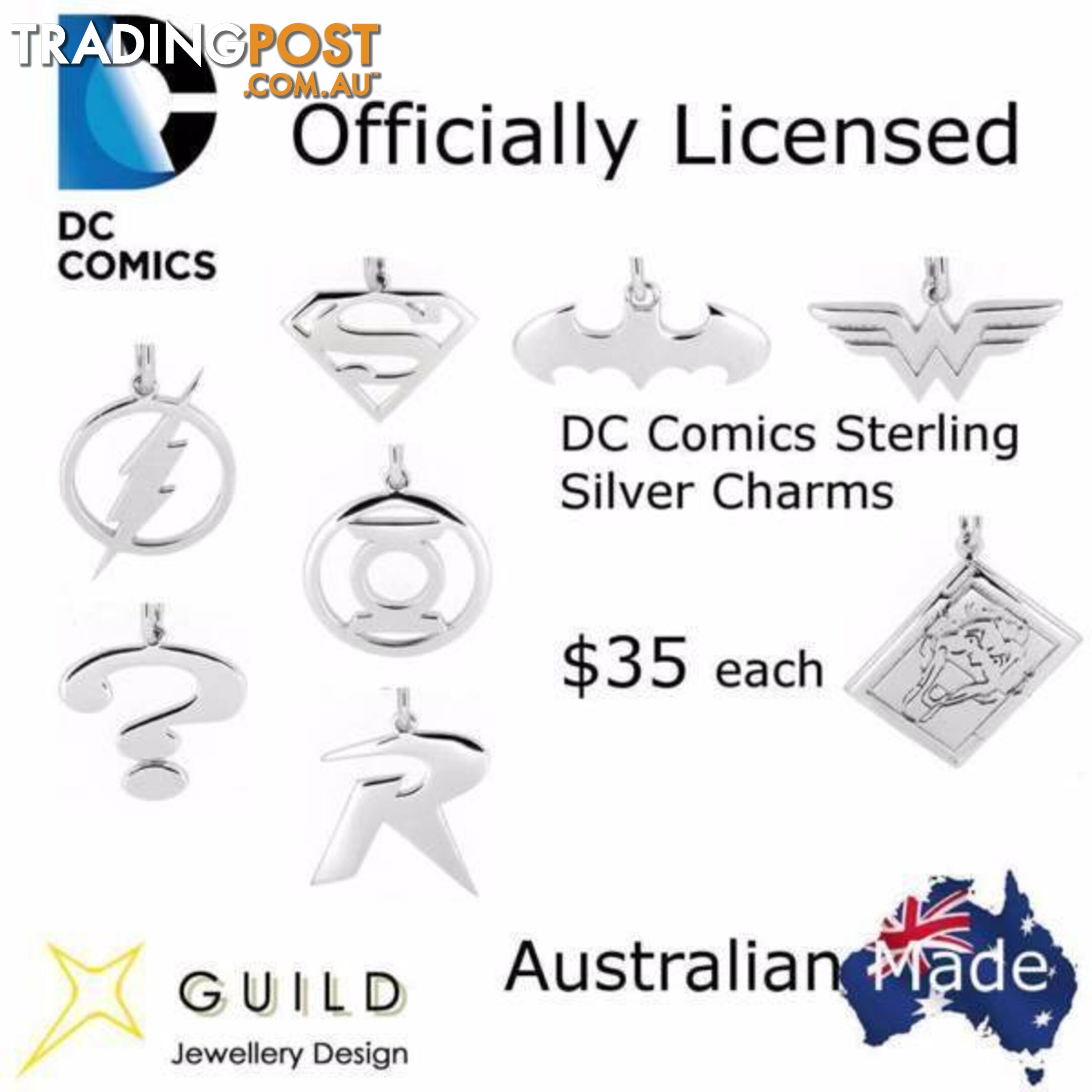 DC Comics Sterling Silver Charms