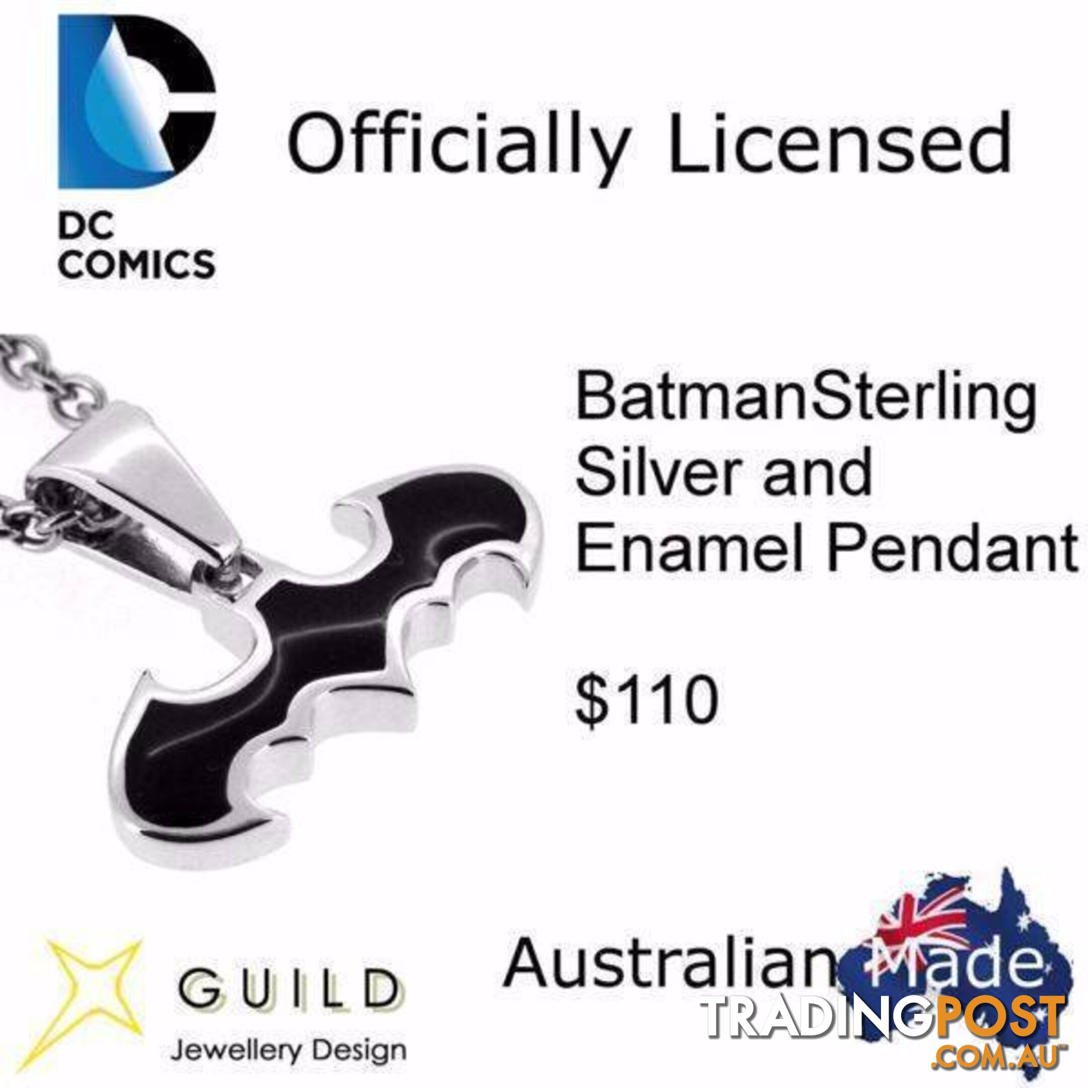 Batman Sterling Silver and Enamel Pendant