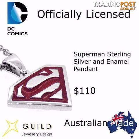 Superman Sterling Silver and Enamel Pendant