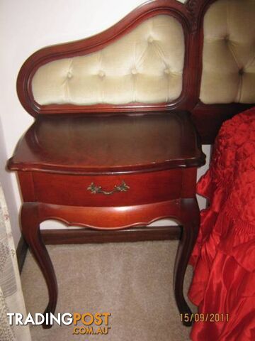 VINTAGE BED HEAD WITH BEDSIDE TABLES -- KING LOUIS CUSTOM DESIGN - photo 2 of 3