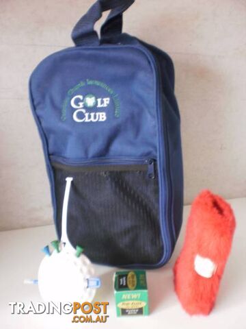 GOLF ACCESSORIES, SMALL BAG & GOLF BOOK -- REDUCED PRICE
