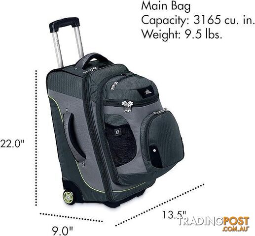 HIGH SIERRA AT3 22" CARRY-ON WHEELED BACKPACK WITH REMOVABLE DAY PACK MALVERN EAST MELBOURNE