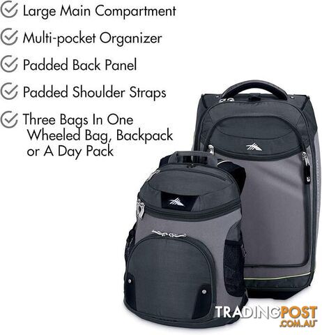 HIGH SIERRA AT3 22" CARRY-ON WHEELED BACKPACK WITH REMOVABLE DAY PACK MALVERN EAST MELBOURNE