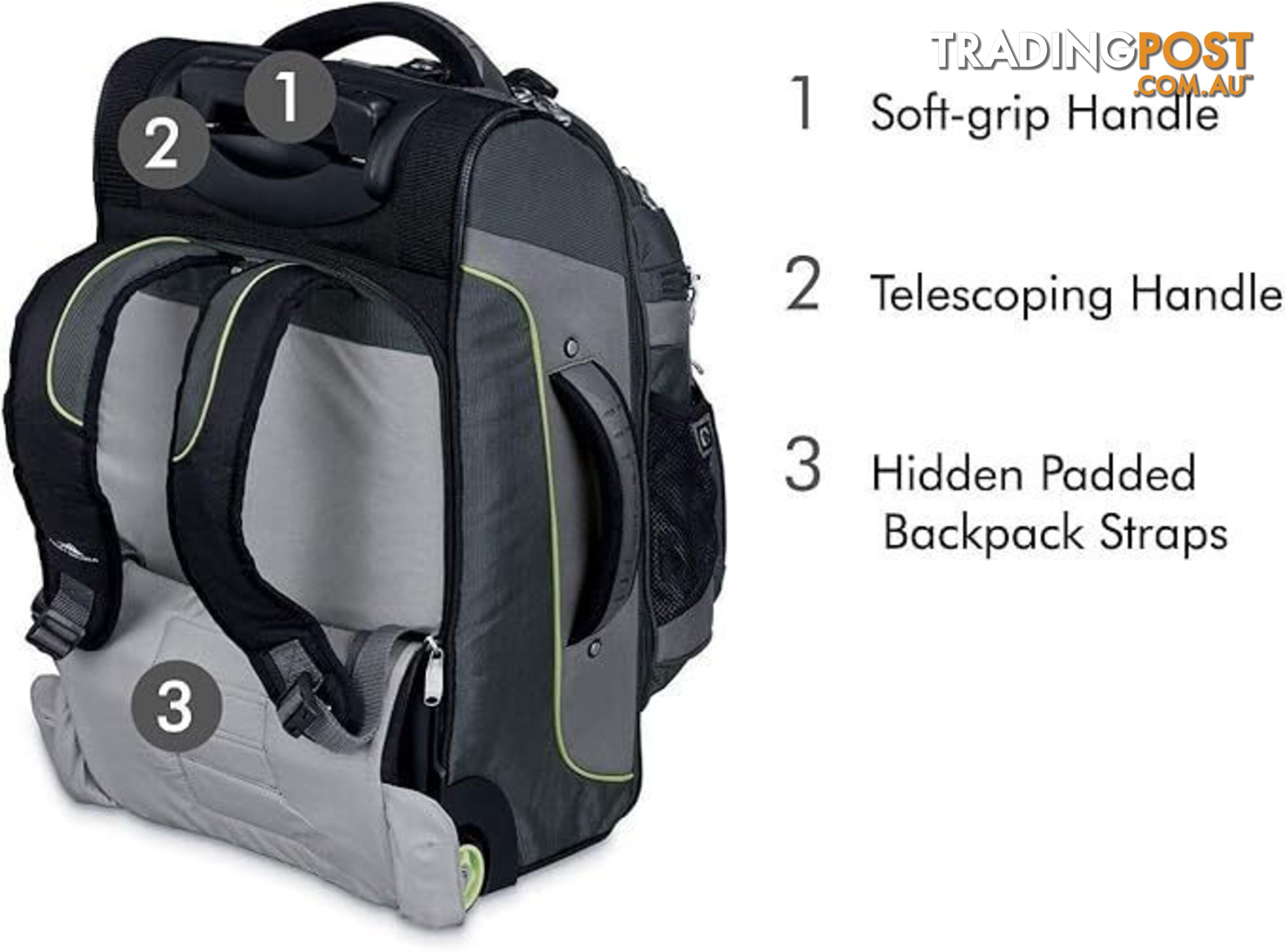 HIGH SIERRA AT3 22" CARRY-ON WHEELED BACKPACK WITH REMOVABLE DAY PACK MALVERN EAST MELBOURNE