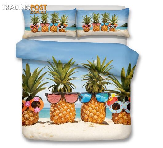 3D Beach Pineapple 6126 Quilt Cover Set Bedding Set Pillowcases 3D Duvet cover - AJ WALLPAPER - AJC-Quilt Duvet Cover-1667-2