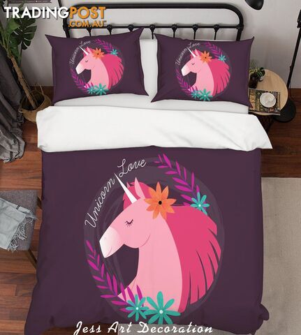 3D Black Unicorn Quilt Cover Set Bedding Set Pillowcases 23-Double - Jess Art Decoration - JAD-JADK27010
