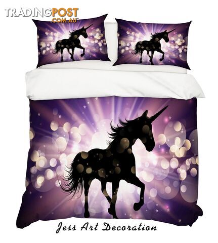 3D Cartoon Unicorn Purple Quilt Cover Set Bedding Set Pillowcases 96-King - Jess Art Decoration - JAD-JADK27060