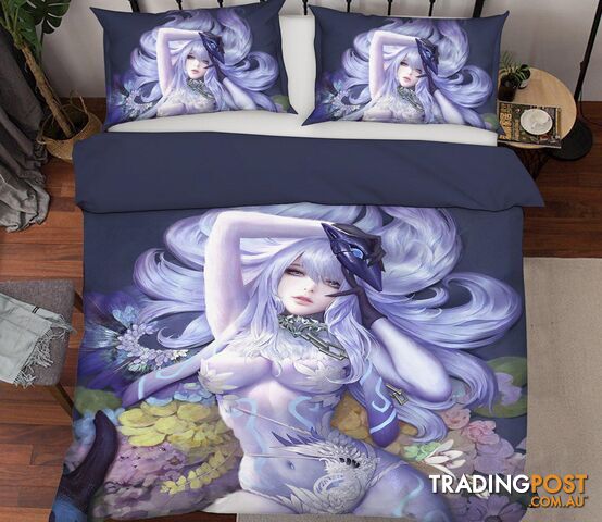3D Girl Flower Sea 054 CG Anime Bed Pillowcases Quilt Cover Set Bedding Set 3D Duvet cover Pillowcases - AJ WALLPAPER - AJW-Quiet Covers-4271-3