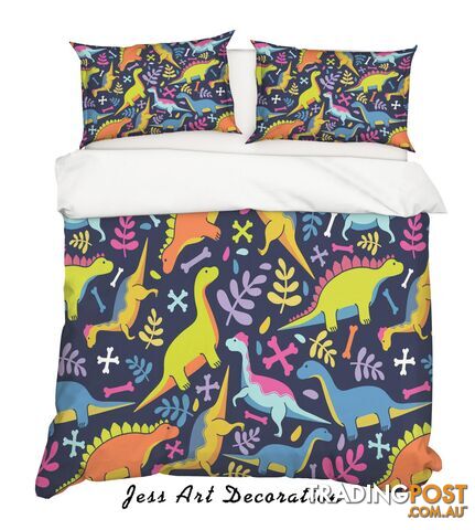 3D Dark Dinosaur Pattern Quilt Cover Set Bedding Set Pillowcases 24-Queen - Jess Art Decoration - JAD-JADK28003