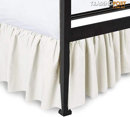 (Queen-60cm  Drop, Ivory) - Ruffled Bed Skirt Split Corners Ultrasoft Poly Cotton/Microfiber Upto 60cm Drop Expertise Tailored Fit Wrinkle Free Bed Skirt Dust Ruffle (Queen-Ivory)(Available in All Bed Sizes and 10 Colours) - STG-61-308596324-AU