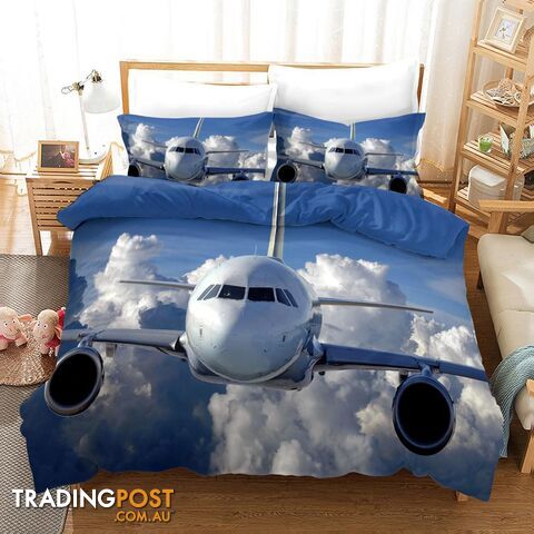 3D Blue Sky Plane Quilt Cover Set Bedding Set Pillowcases 241-King - Jess Art Decoration - JAD-JADK4184