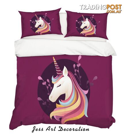 3D Cartoon Unicorn Pink Quilt Cover Set Bedding Set Pillowcases 91-Queen - Jess Art Decoration - JAD-JADK27091