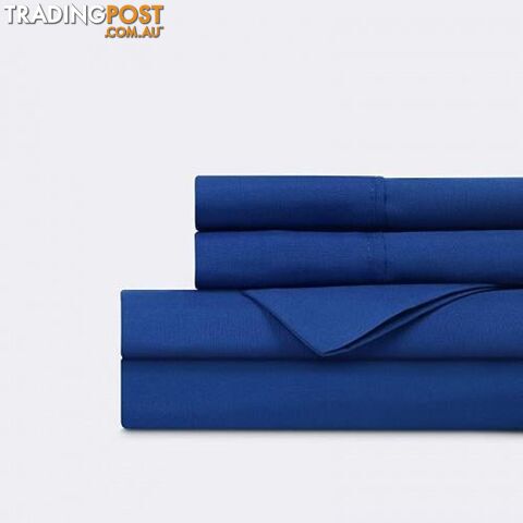 (King, Classic Blue) - Everspread Bed Sheets (4 Piece Sheet Set), King Size, Classic Blue. Ultra-Soft & Breathable. Luxury Bedding. Deep Pockets - Fits Mattresses up to 41cm . Hypoallergenic & Wrinkle Resistant - STG-61-311989585-AU