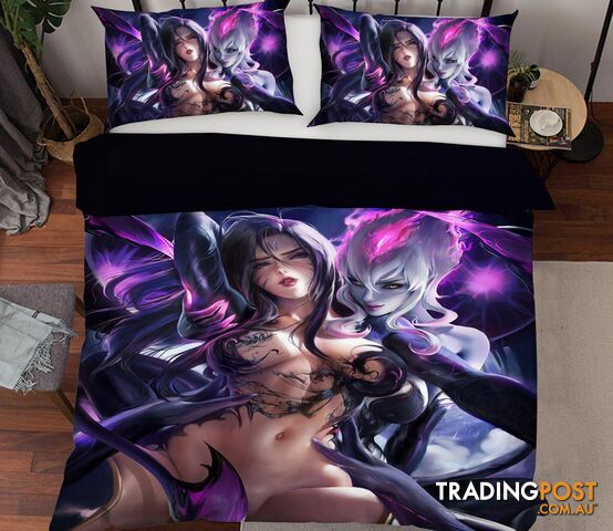 3D Girl Night Wings 058 CG Anime Bed Pillowcases Quilt Cover Set Bedding Set 3D Duvet cover Pillowcases - AJ WALLPAPER - AJW-Quiet Covers-4267-1