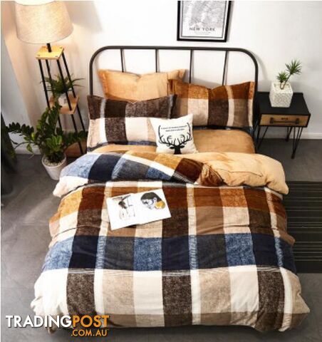 3D Brown Plaid 20159 Bed Pillowcases Quilt Cover Set Bedding Set 3D Duvet cover Pillowcases - AJ WALLPAPER - AJW-Quiet Covers-7617-1