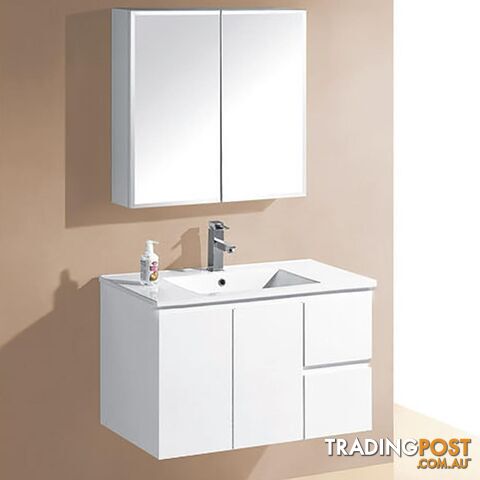 Renolink Ivana 900mm Right Drawers Pvc Wall Hung Bathroom Vanity Cabinet Only - RNK-IVAPVC90RWH_CAB