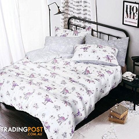 (Dlva Saurus, Single) - Animal Duvet Cover Set Single Bed With Pillowcase Quilt Bedding Set Reversible Printed Poly Cotton , Dlva Saurus - 7625889863626 - STG-61-170171839-AU