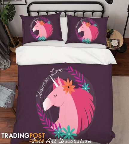3D Black Unicorn Quilt Cover Set Bedding Set Pillowcases 23-Queen - Jess Art Decoration - JAD-JADK27011