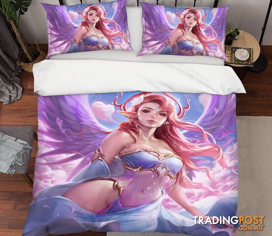 3D Girl Pink Wings 060 CG Anime Bed Pillowcases Quilt Cover Set Bedding Set 3D Duvet cover Pillowcases - AJ WALLPAPER - AJW-Quiet Covers-4265-1