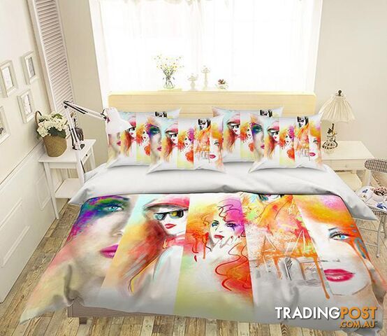 3D Graffiti Colored Women 191 Bed Pillowcases Quilt Cover Set Bedding Set 3D Duvet cover Pillowcases - AJ WALLPAPER - AJW-Quiet Covers-1175-3