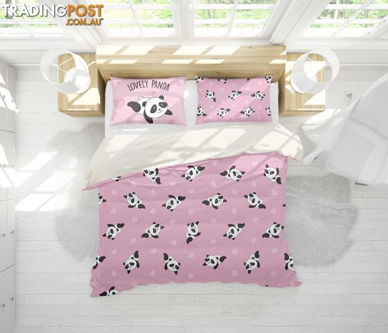 3D Cartoon Panda Pink Quilt Cover Set Bedding Set Pillowcases 98-King - Jess Art Decoration - JAD-JADK28024