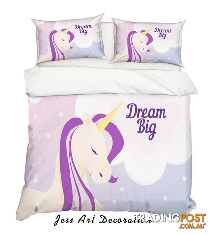 3D Cartoon Unicorn Purple Quilt Cover Set Bedding Set Pillowcases 86-King - Jess Art Decoration - JAD-JADK27152