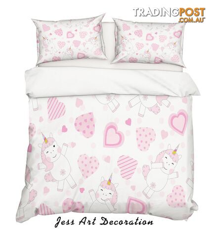 3D Cartoon Unicorn Pink Quilt Cover Set Bedding Set Pillowcases 94-King - Jess Art Decoration - JAD-JADK27072