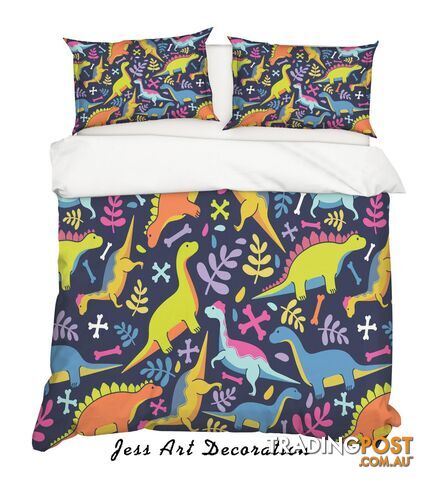 3D Dark Dinosaur Pattern Quilt Cover Set Bedding Set Pillowcases 24-King - Jess Art Decoration - JAD-JADK28004