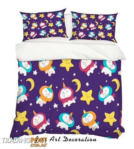 3D Cartoon Unicorn Space Quilt Cover Set Bedding Set Pillowcases 95-Double - Jess Art Decoration - JAD-JADK27062