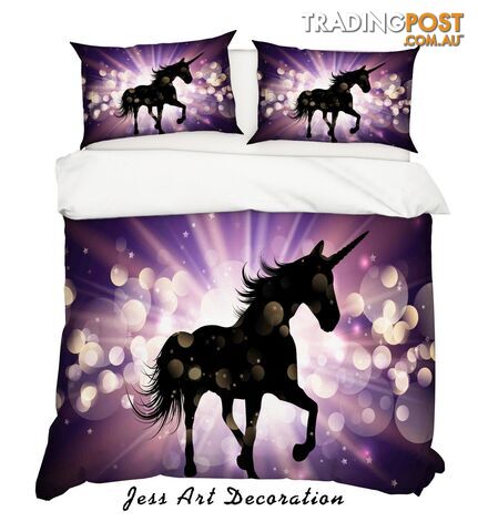 3D Cartoon Unicorn Purple Quilt Cover Set Bedding Set Pillowcases 96-Double - Jess Art Decoration - JAD-JADK27058