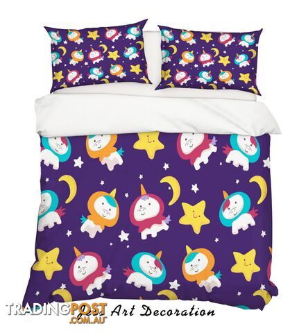 3D Cartoon Unicorn Space Quilt Cover Set Bedding Set Pillowcases 95-Single - Jess Art Decoration - JAD-JADK27061