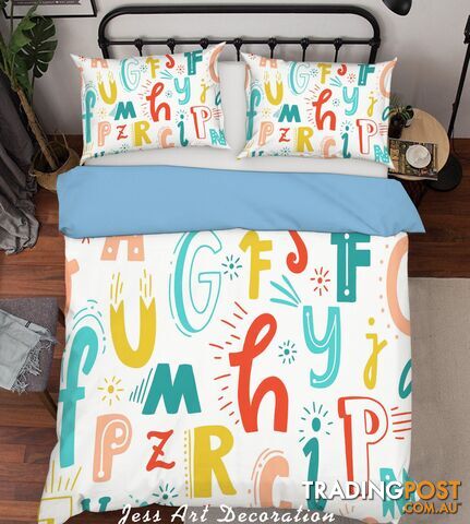 3D Color Cartoon Letters Quilt Cover Set Bedding Set Pillowcases  193-King - Jess Art Decoration - JAD-JADK27040