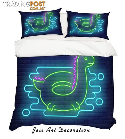 3D Green Dinosaur Pattern Quilt Cover Set Bedding Set Pillowcases 16-Double - Jess Art Decoration - JAD-JADK28058