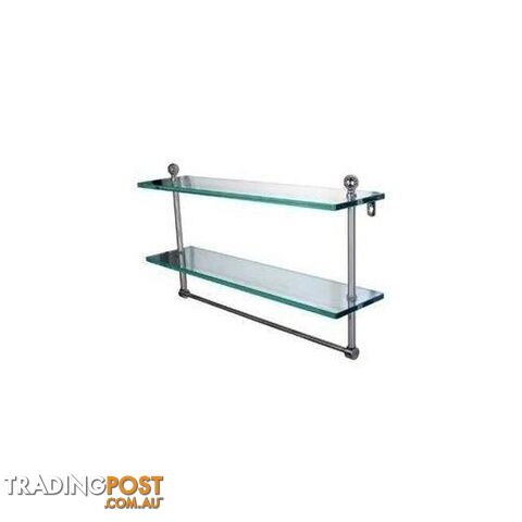(antiquebrass) - 41cm 2-Tiered Glass Shelf with Integrated Towel Bar (Build to Order) - 0013895282796 - STG-61-52937016-AU