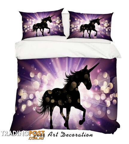 3D Cartoon Unicorn Purple Quilt Cover Set Bedding Set Pillowcases 96-Single - Jess Art Decoration - JAD-JADK27057