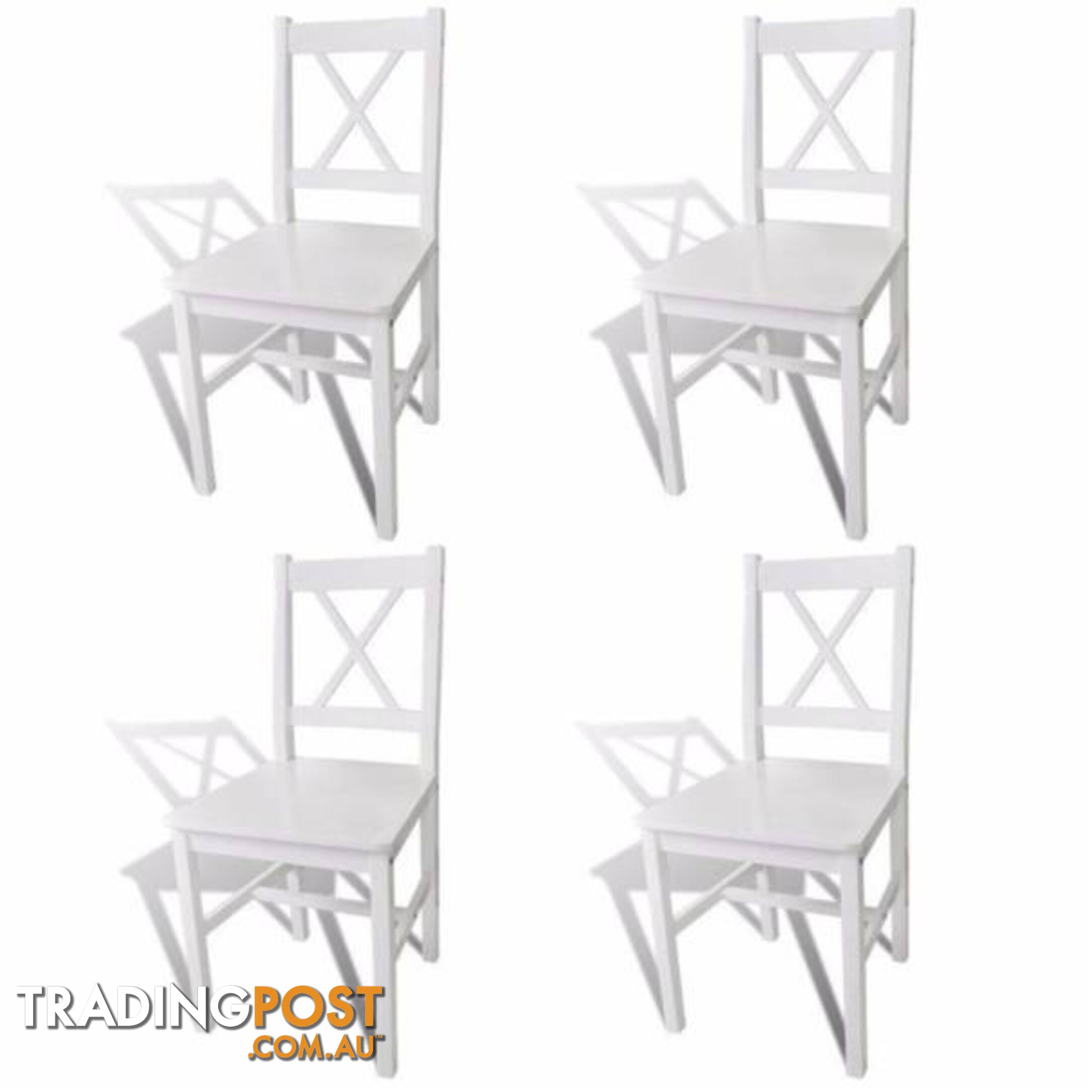 Band New 4 x Pine Wood Dining chairs White